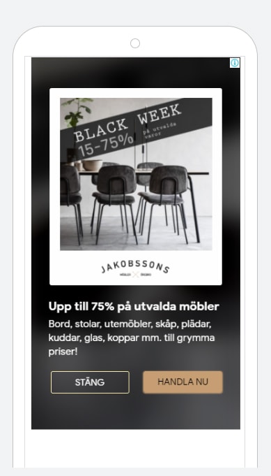 Exempel på bild till digital marknadsföring för Jakobssons möbler