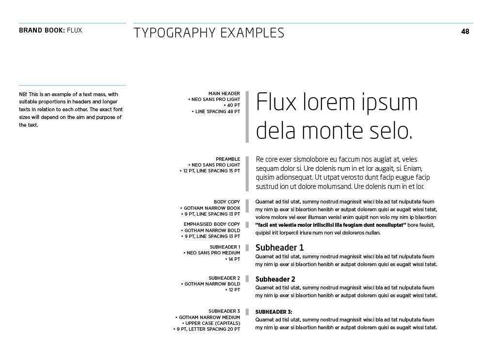 Flux Fluor, brandbook, typografi